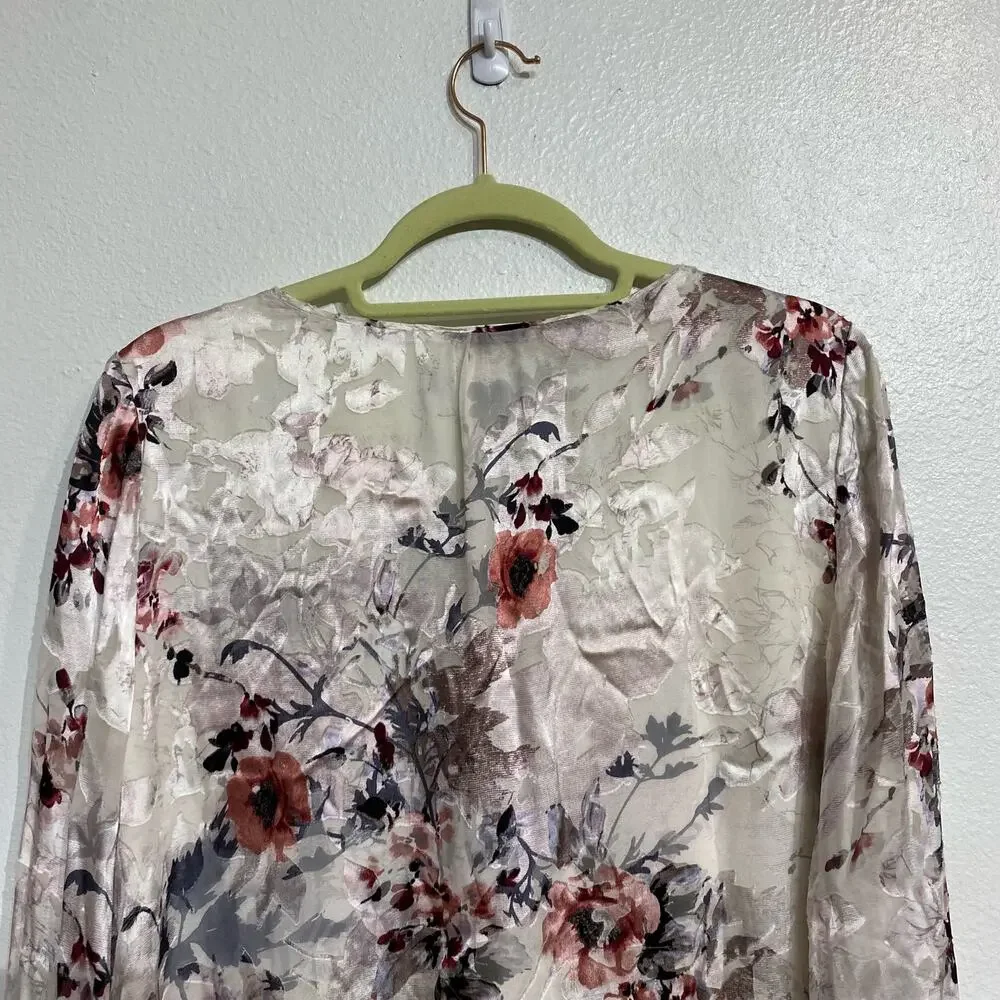 White House Black Market Floral Blouse Sz 10 - Picture 8 of 12